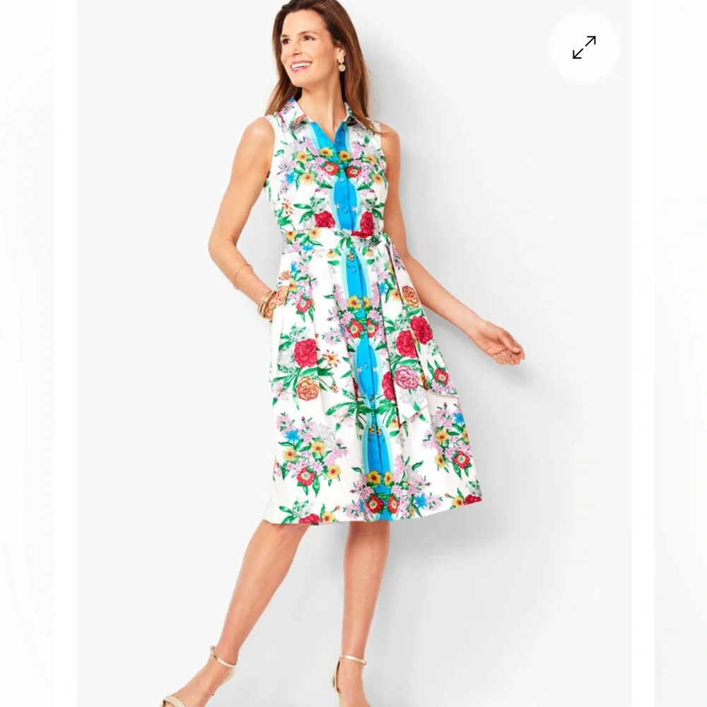 NWOT Talbots Blossoms Sateen Shirtdress - Picture 2 of 3